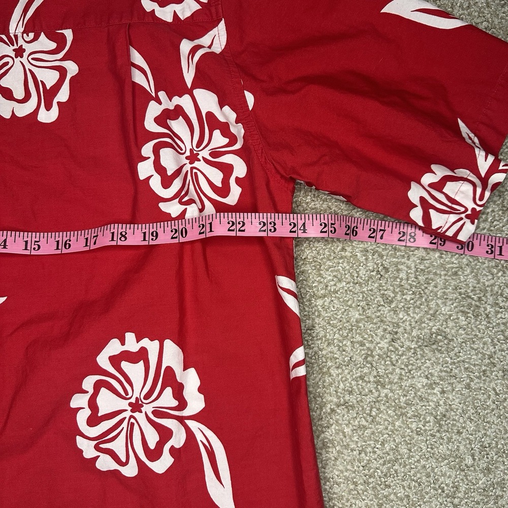 Piping Hot Floral Red White Short Sleeved Button Shirt Men's Size XLarge - Picture 11 of 11